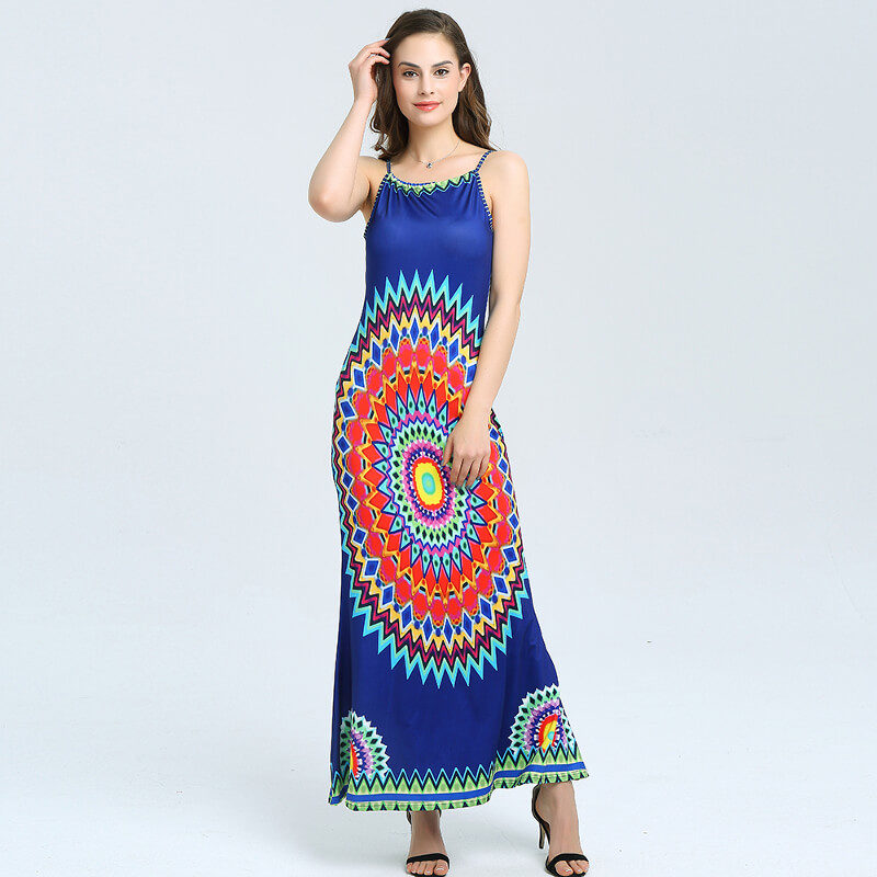 Long Blue Dashiki Dress