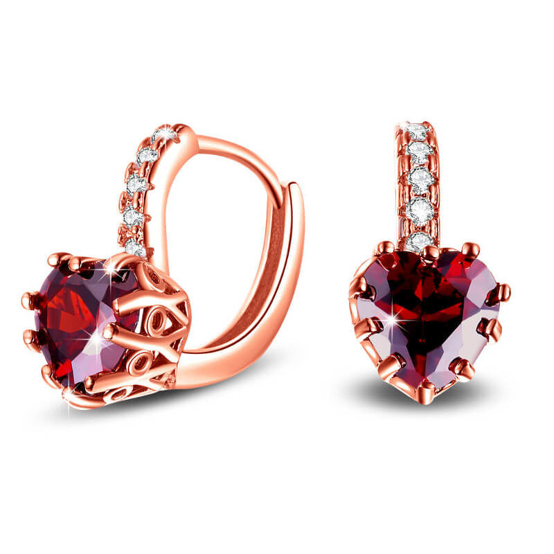 Red Heart Stones Earring - Image 2