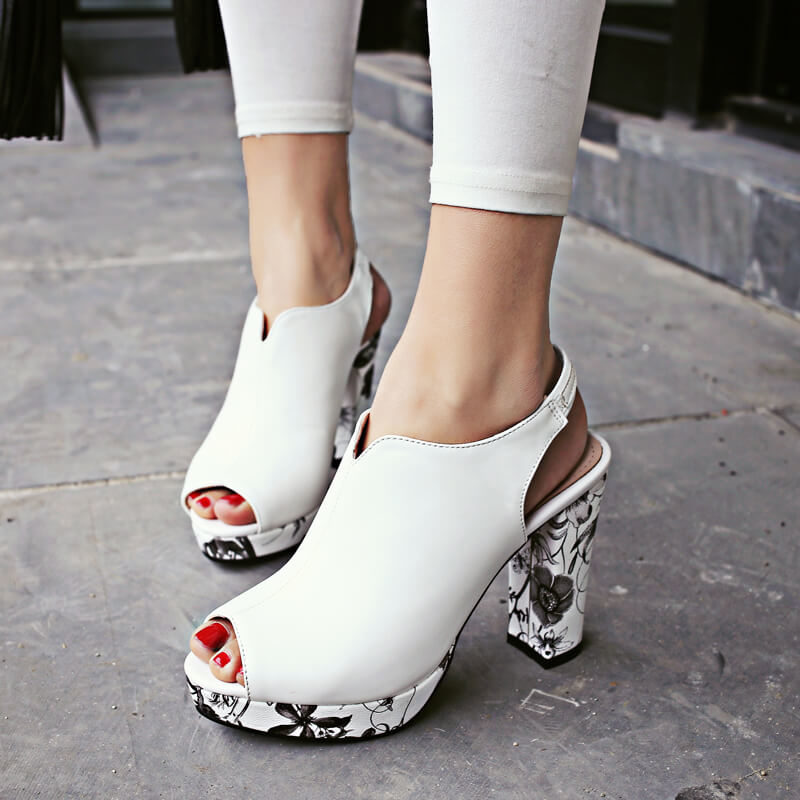 Flower Platform Smooth Sandals - Image 8