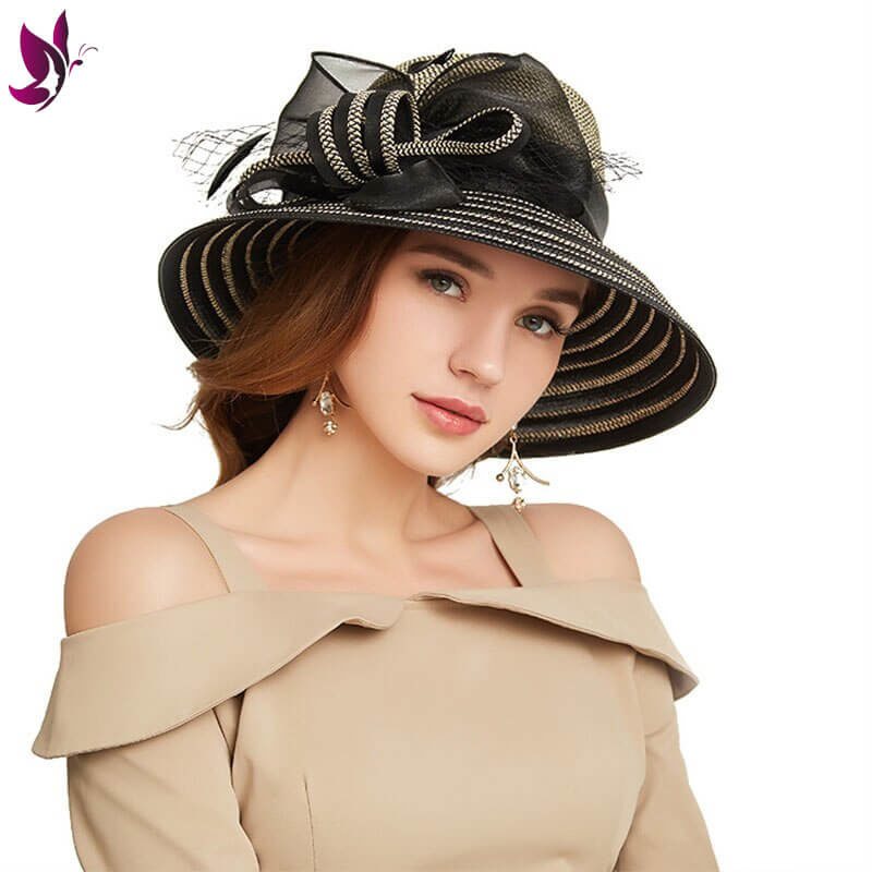 Luxury Wide Brim Floral Feather Sun Hat - Image 4
