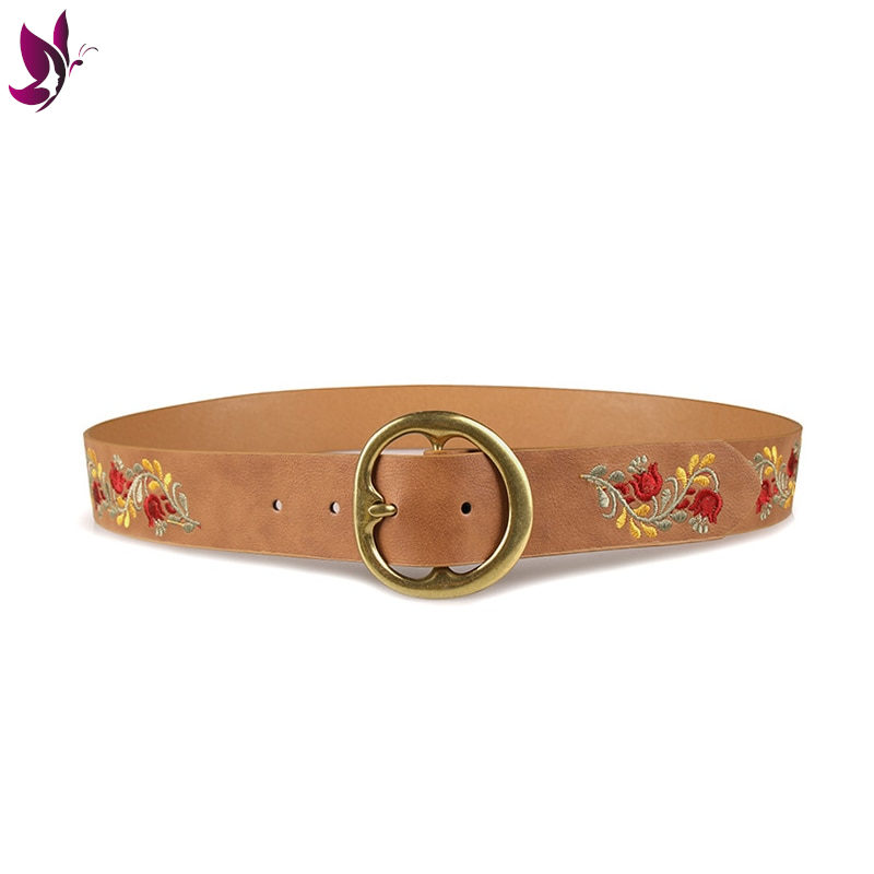 Embroidery Flower Leather Belt - Image 3